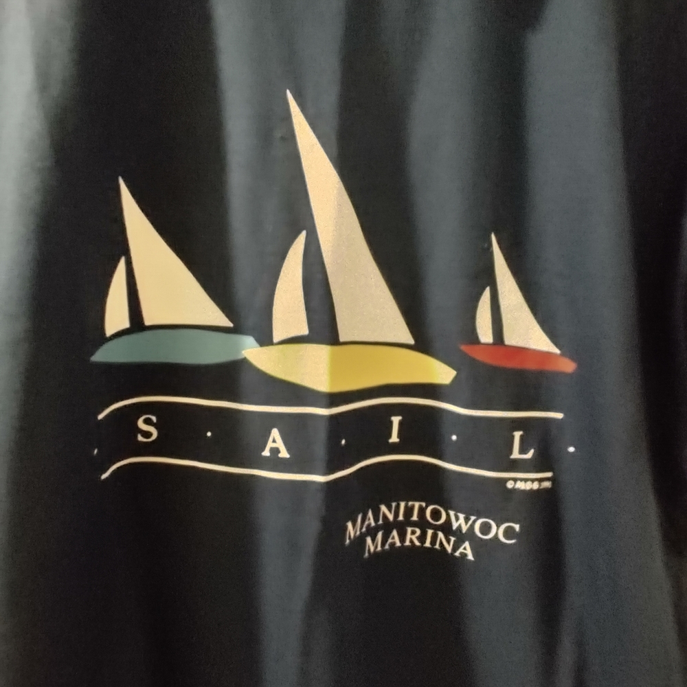 Jerzees Combed Cotton Vintage Large T Shirt SAIL Manitowoc Marina 1999 Large - Picture 6 of 12